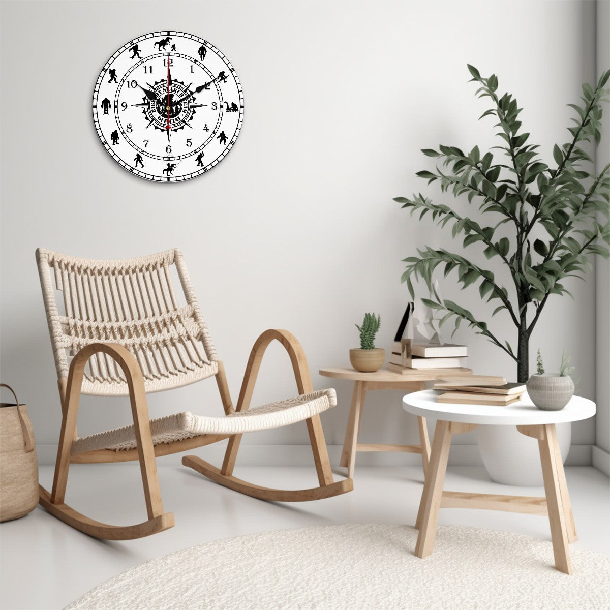 Bigfoot / Sasquatch Round Wooden Wall Clock -  - Made in USA