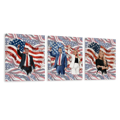 Charlie & Erika Kirk Canvas Wall Art -16”x 20” (x3) - Made In USA