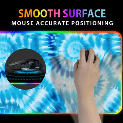 19 Tie Dye Designs, Wireless Charging Gaming Mouse Pads / Mat With Lights - 2 Sizes