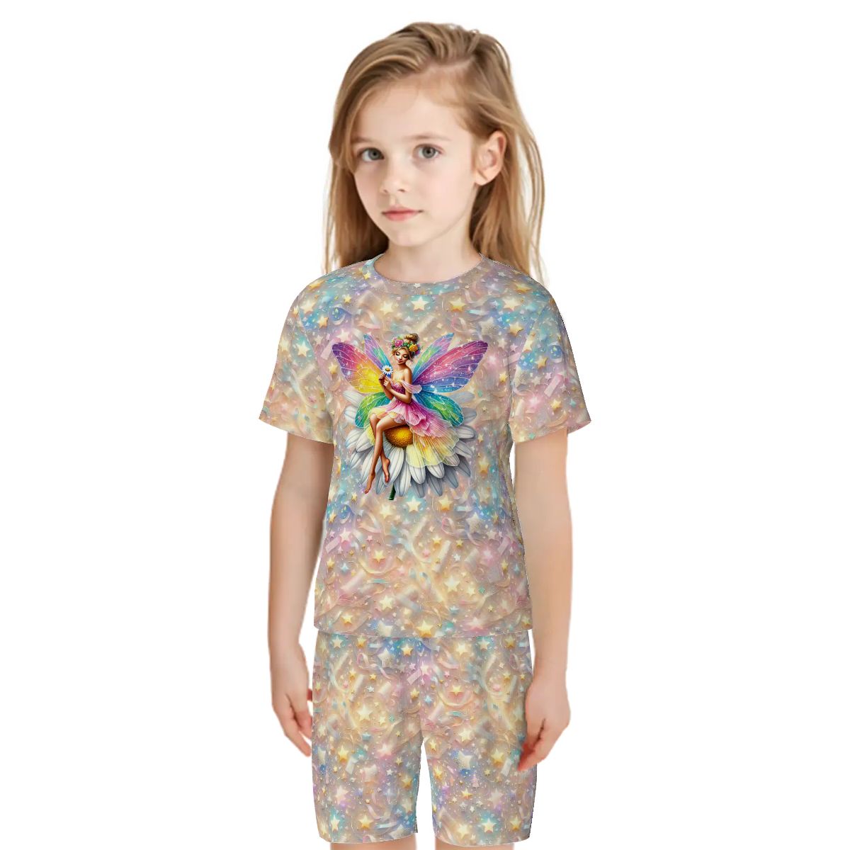 Children’s 2 Piece Short Pajama Set, Rainbow Fairy