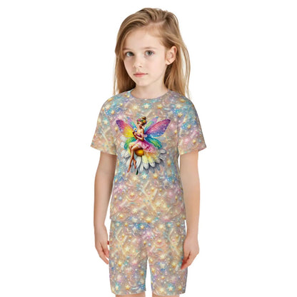 Children’s 2 Piece Short Pajama Set, Rainbow Fairy