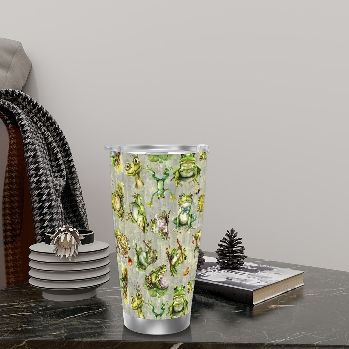 Themed 20 oz Travel Coffee Mug w/ Straw & Brush Options