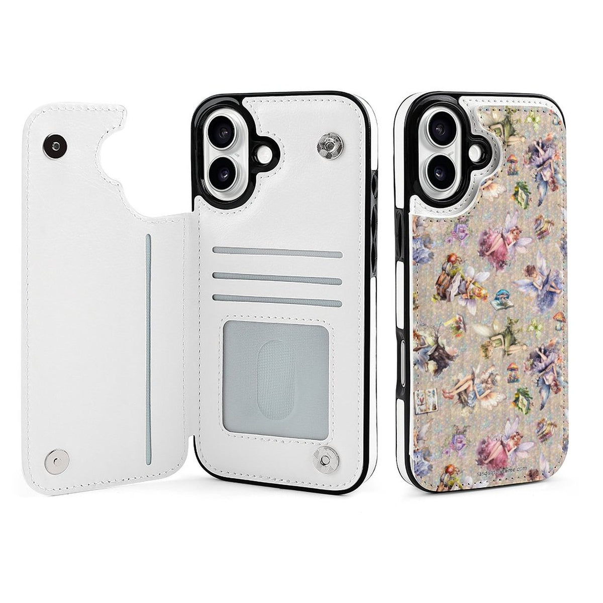 6 Fairy Designs, iPhone 16 Faux Leather Wallet Case