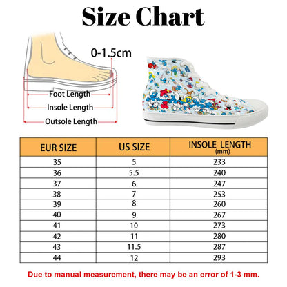 Smurf Design, Women's High Top Canvas Shoes