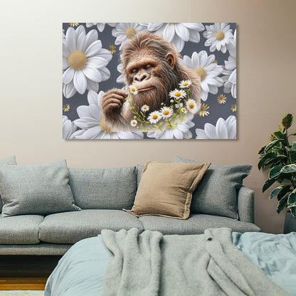 Sasquatch "Smell the Flowers" Hanging Poster (Horizontal 3:2)-12x18 inch/ 8x12 inch