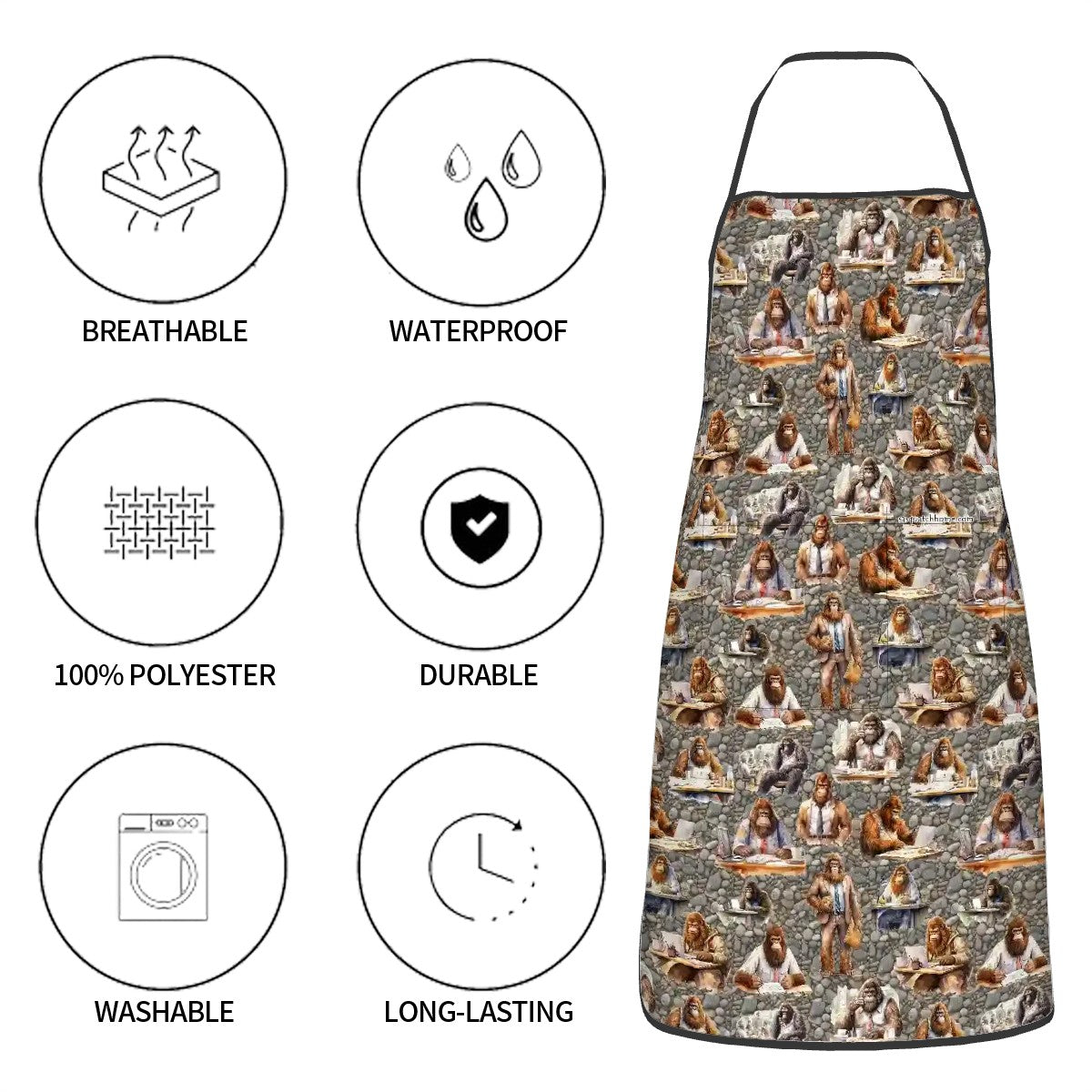 Sasquatch Bigfoot Designs, Polyester Apron with Pockets