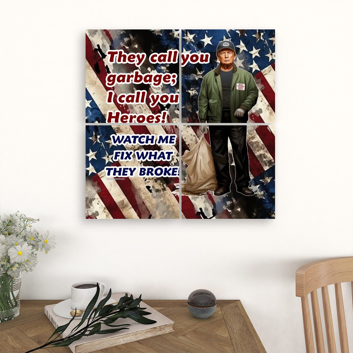 Donald Trump "They Call You Garbage" 4 Panels Canvas Prints Wall Art (Set A)