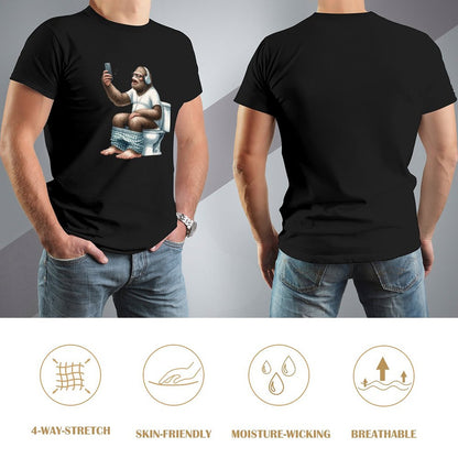 Sasquatch, Bigfoot on Toilet -Short Sleeve Cotton T-shirt Men