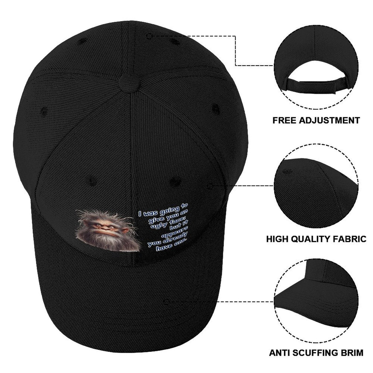 “Sarcastic Sasquatch” Series Polyester Baseball Caps – “I was going to give you…”