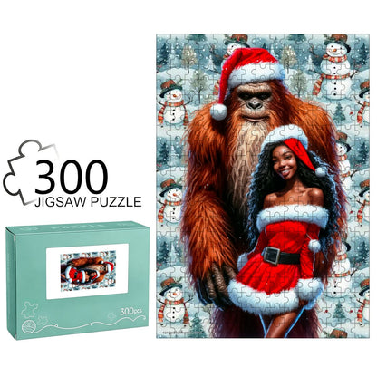 Bigfoot and Christmas Playgirl 300pcs Wooden Vertical Jigsaw Puzzle