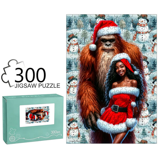 Bigfoot and Christmas Playgirl 300pcs Wooden Vertical Jigsaw Puzzle