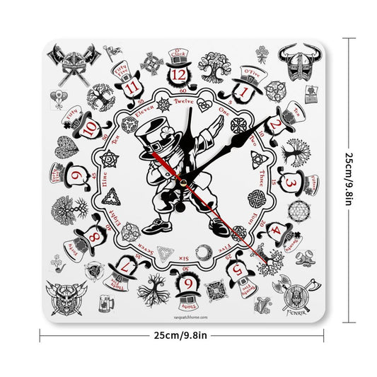 Leprechaun Dab, Square Wall Clock- Made in USA