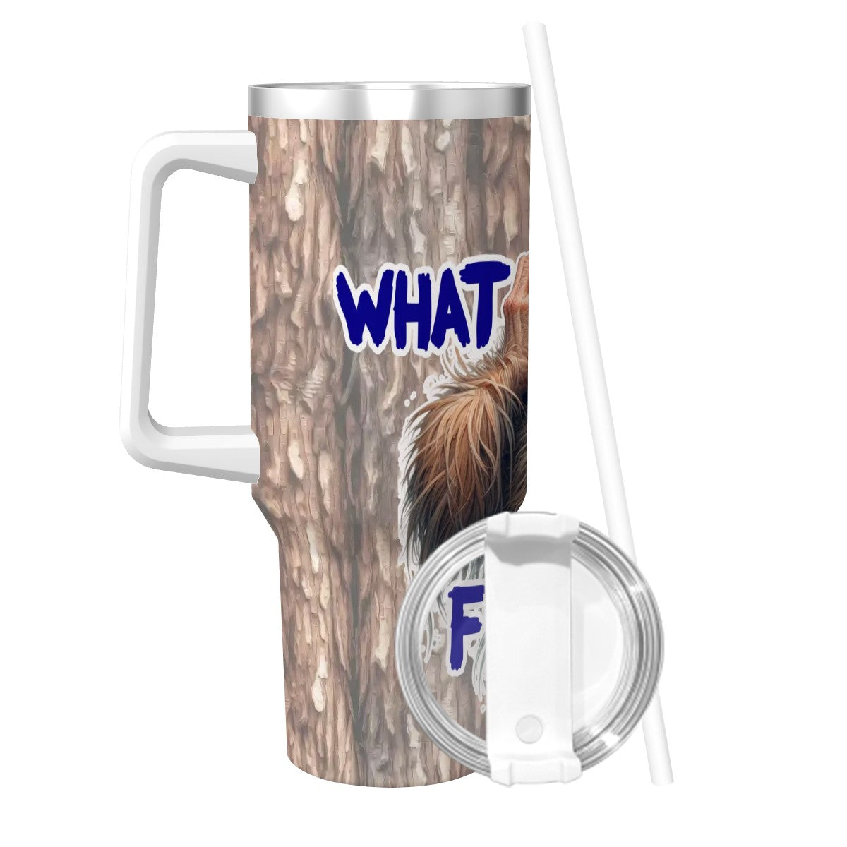 “Sarcastic Sasquatch” Series, “WTF”, 40 oz Travel Coffee Mug with a Straw