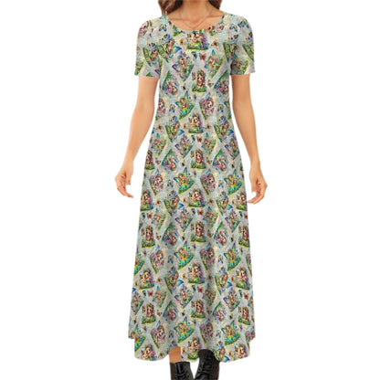 6 Fairy Designs Crew Neck Short Sleeve Maxi Dress