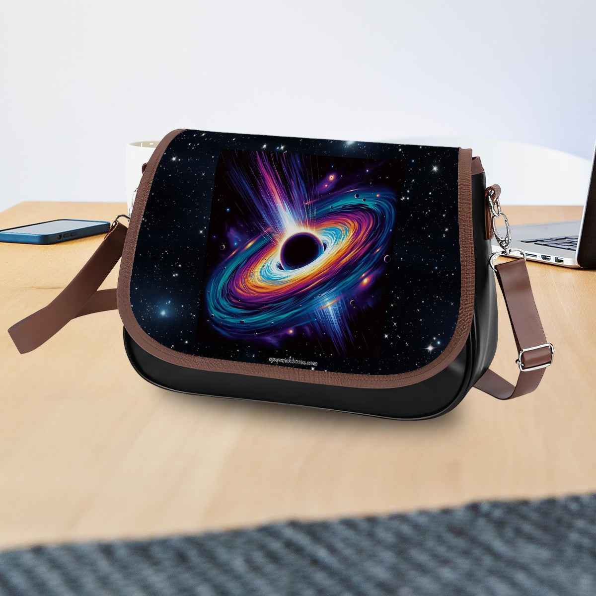 Black Hole, Leather Shoulder Bag / Purse