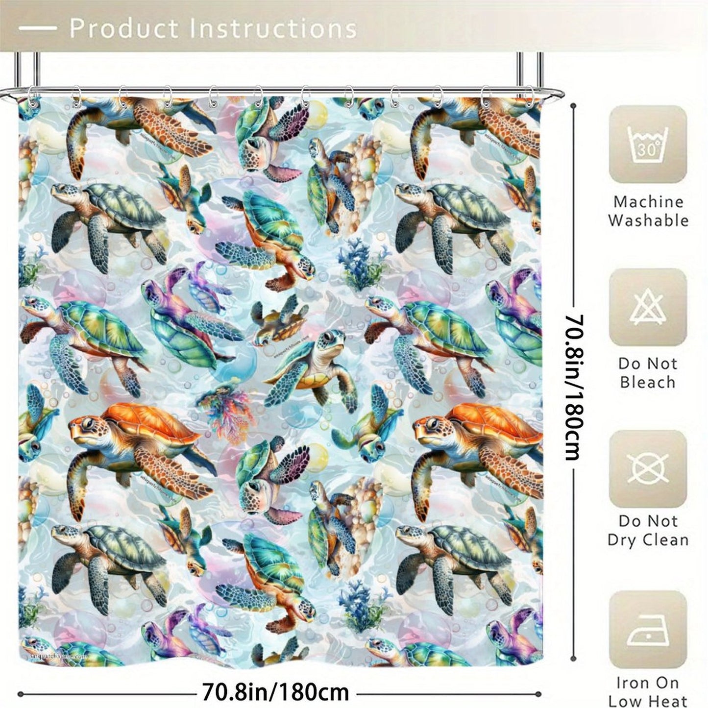 10 Animal Designs, Waterproof Polyester Shower Curtain – Made in the USA – 70.8x70.8”