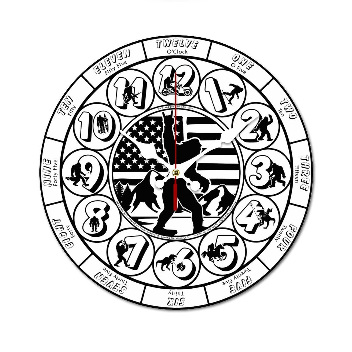 Bigfoot / Sasquatch Themed Wooden Wall Clock- Made in USA