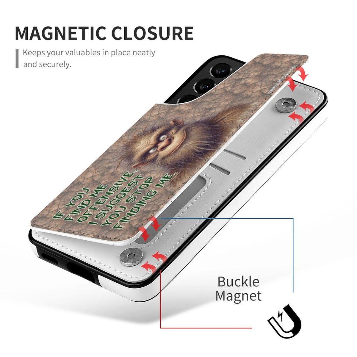 Sasquatch, Bigfoot "If you find me offensive", Samsung S22 Cell Phone Case / Folding Wallet