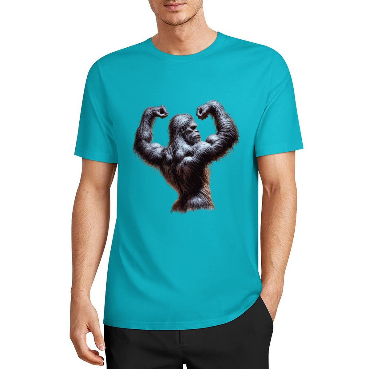 Bigfoot - Sasquatch Double Muscle Short Sleeve Cotton T-Shirt