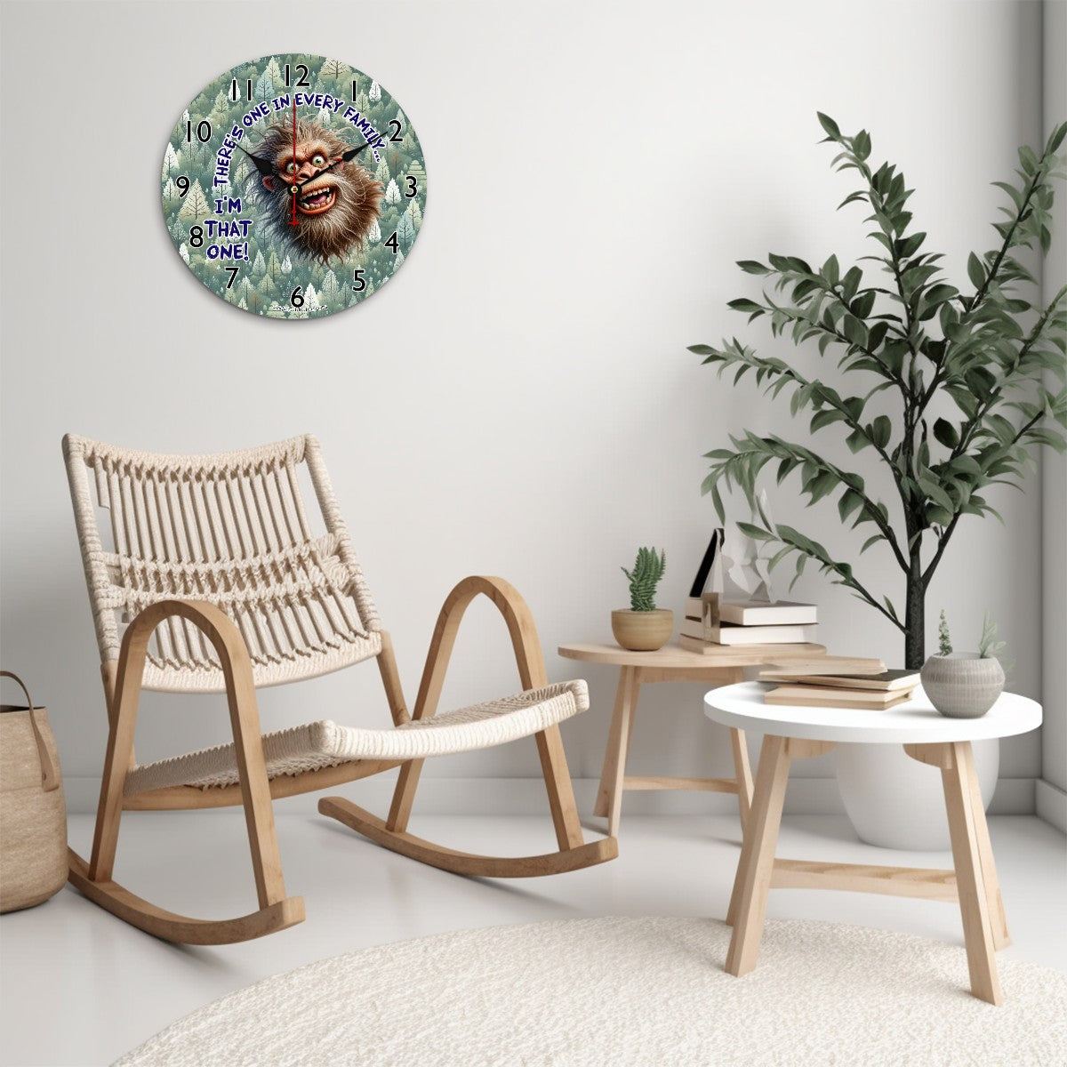 Sarcastic Sasquatch / Bigfoot Wooden Wall Clock- Made in USA