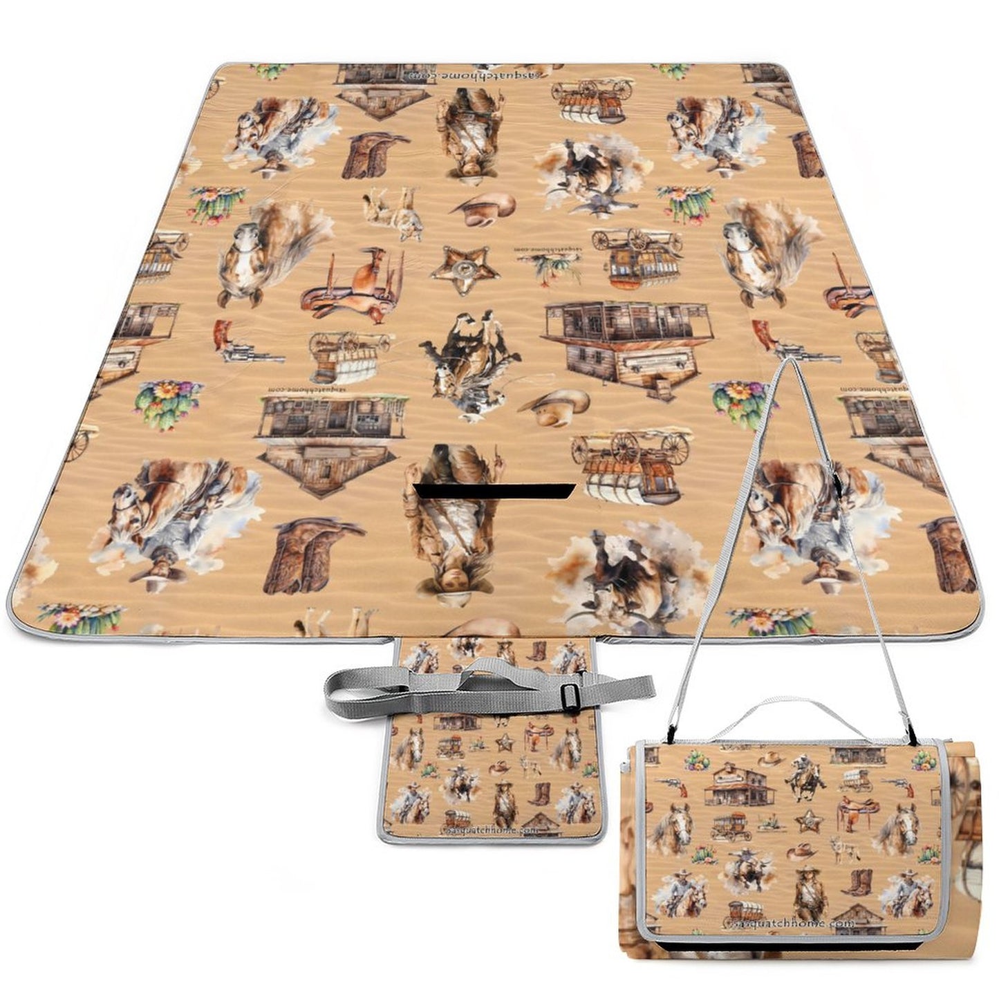 Foldable Zipper Picnic Mat- Blanket 58”x58” w/ Carry Straps
