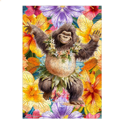 Hawaiian Sasquatch Dancing 300pcs Wooden Vertical Jigsaw Puzzle