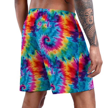 10 New Tie Dye Designs, Men’s Polyester, pocketed, pajama Shorts