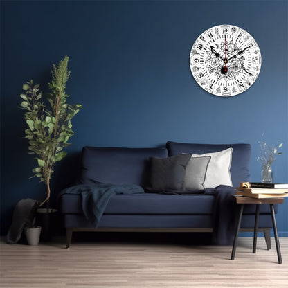 Flower Theme, Round Wooden Wall Clock