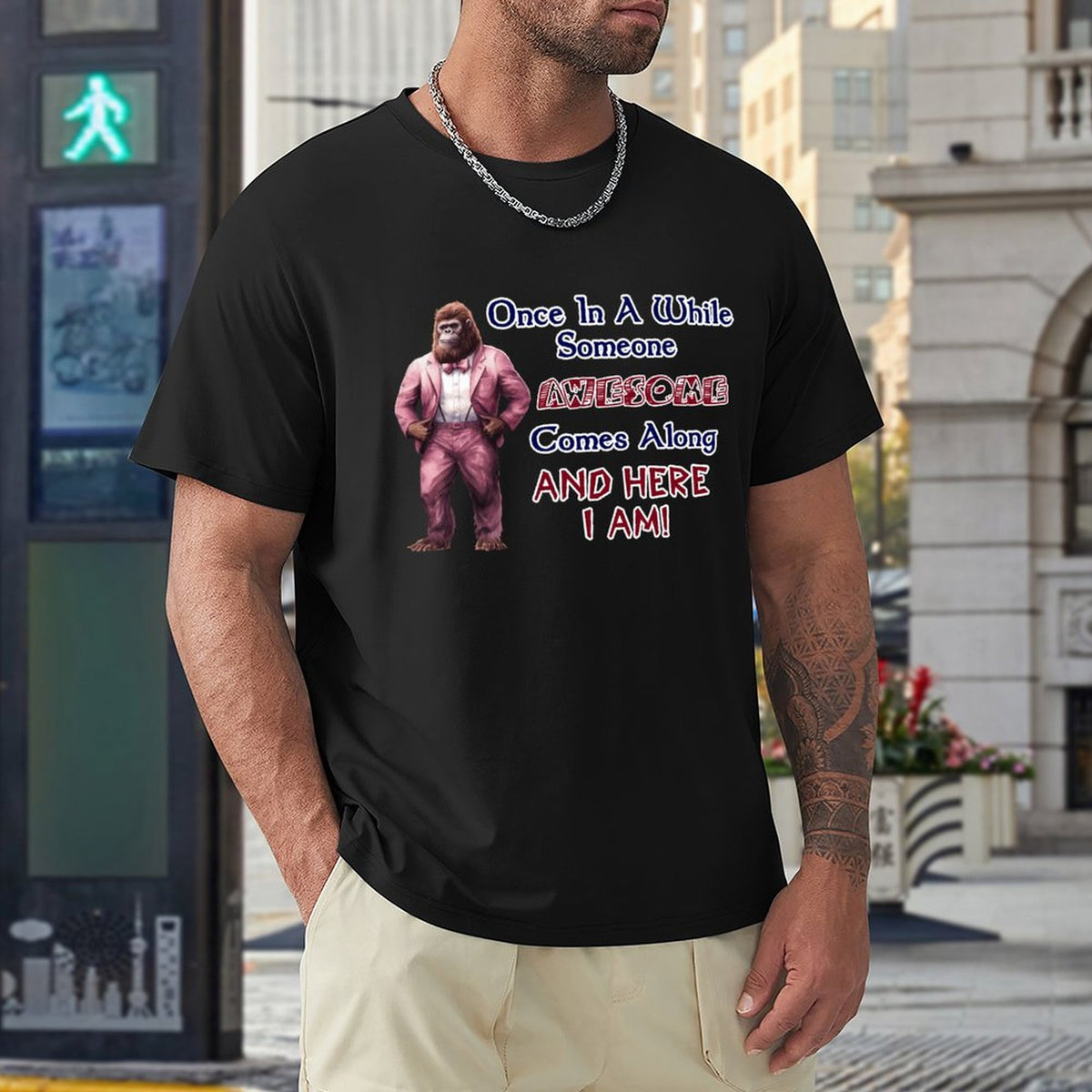 Sasquatch, Bigfoot "Once is a while...", Cotton Short Sleeve T-shirt