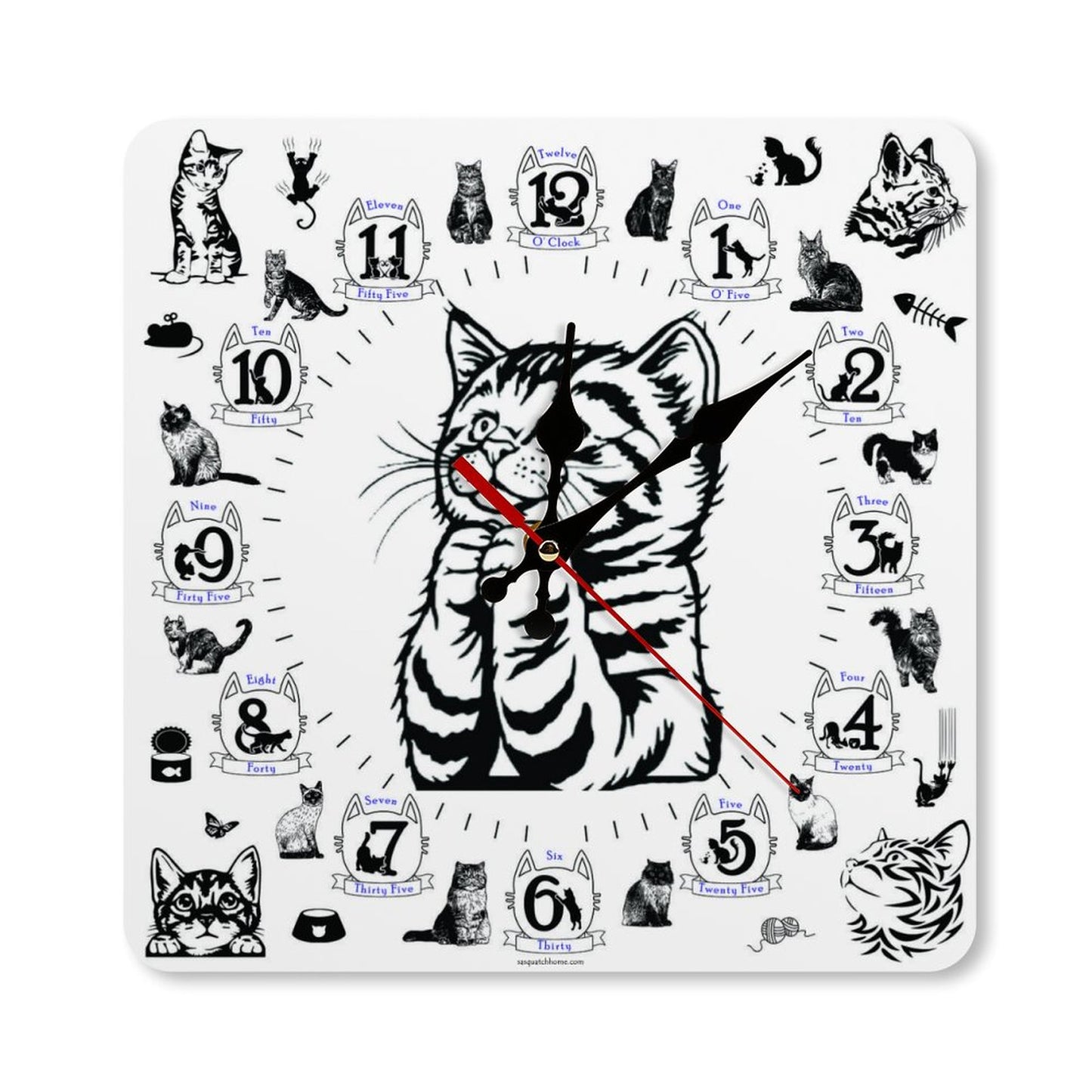 Praying Kitten Square Wall Clock- Made in USA