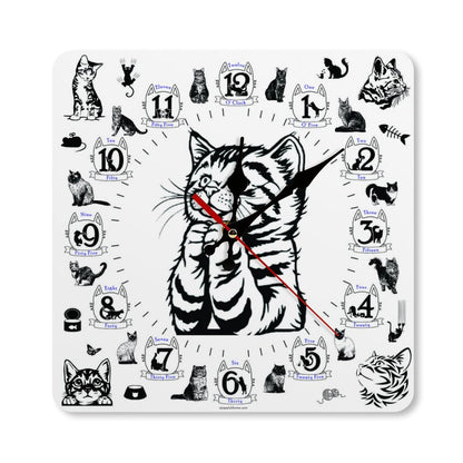 Praying Kitten Square Wall Clock- Made in USA
