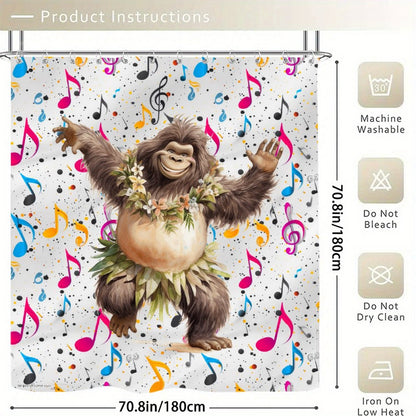 Bigfoot Sasquatch Dancing, Waterproof Polyester Shower Curtain – Made in the USA – 70.8x70.8”