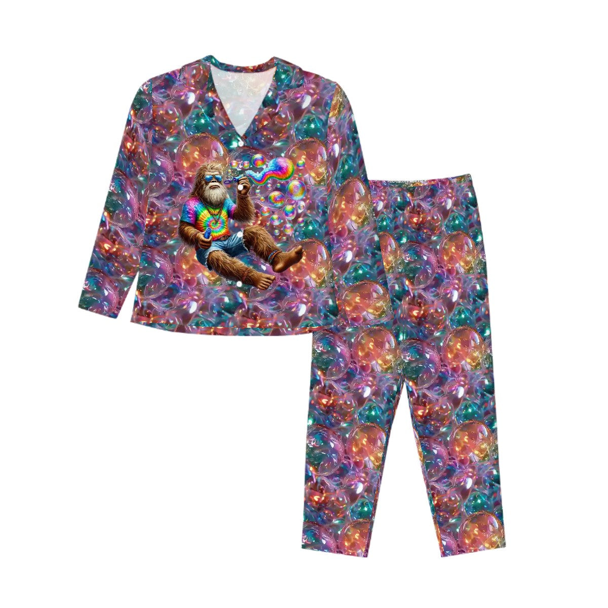 Hippie Bigfoot Sasquatch, Women’s Long Sleeved Pajama Set