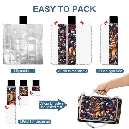 Foldable Zipper Picnic Mat- Blanket 58”x58” w/ Carry Straps
