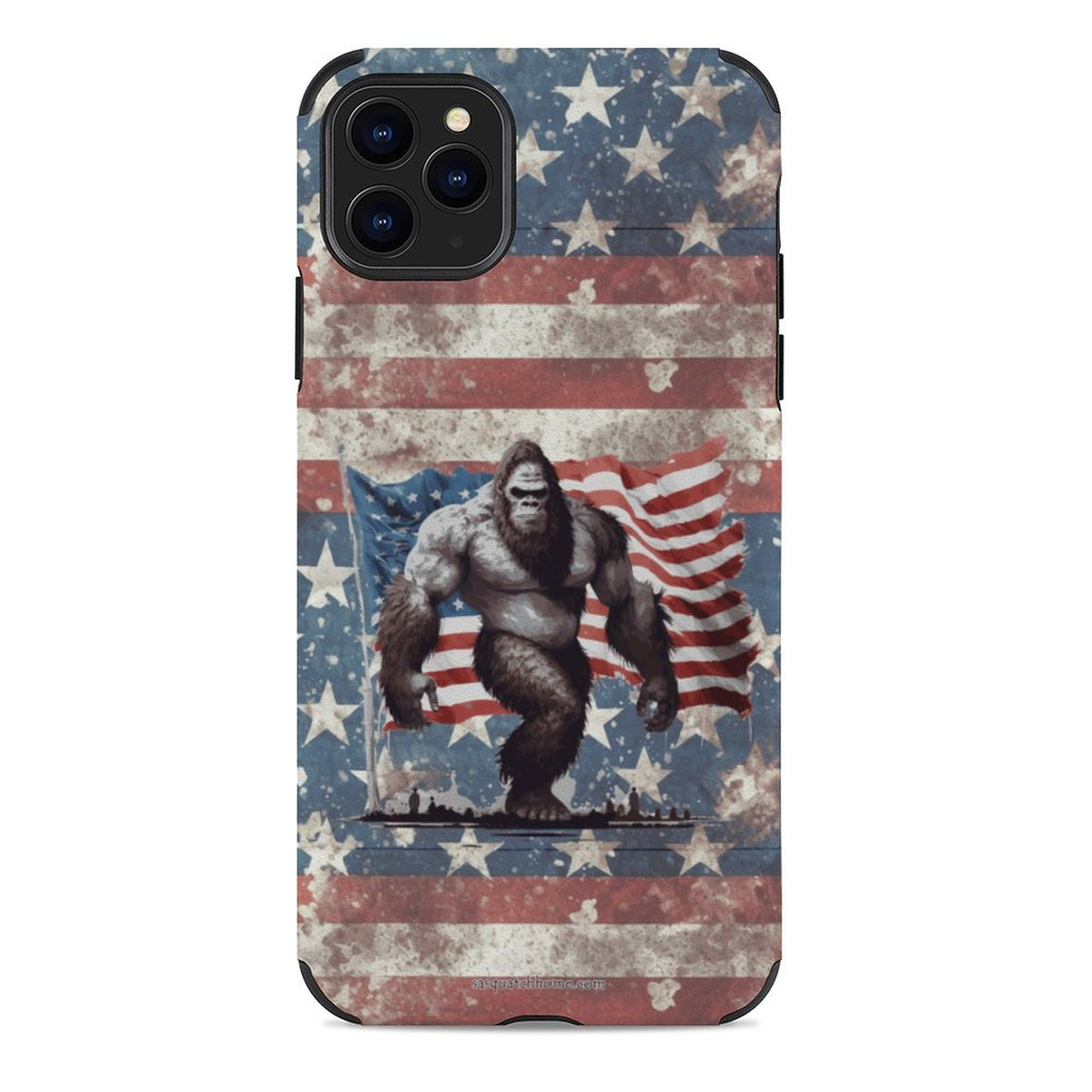 Bigfoot Sasquatch With Flag, Microfiber iPhone 11 Cases