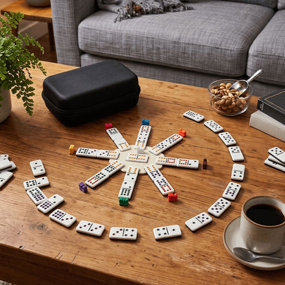 Female Blow Kiss Double 12 Mexican Train Dominoes Set