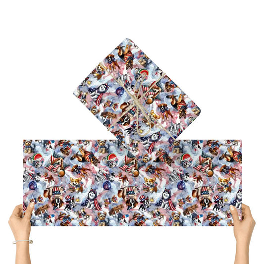 9 Patriotic Designs, 3 Pack Gift Wrapping Paper Sheets