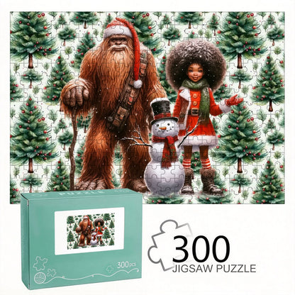 Sasquatch Snowman & Girl 1 300pcs Horizontal Wooden Jigsaw Puzzles