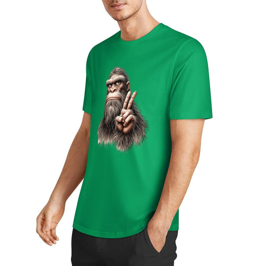 Bigfoot - Sasquatch Peace Hand Short Sleeve Cotton T-Shirt