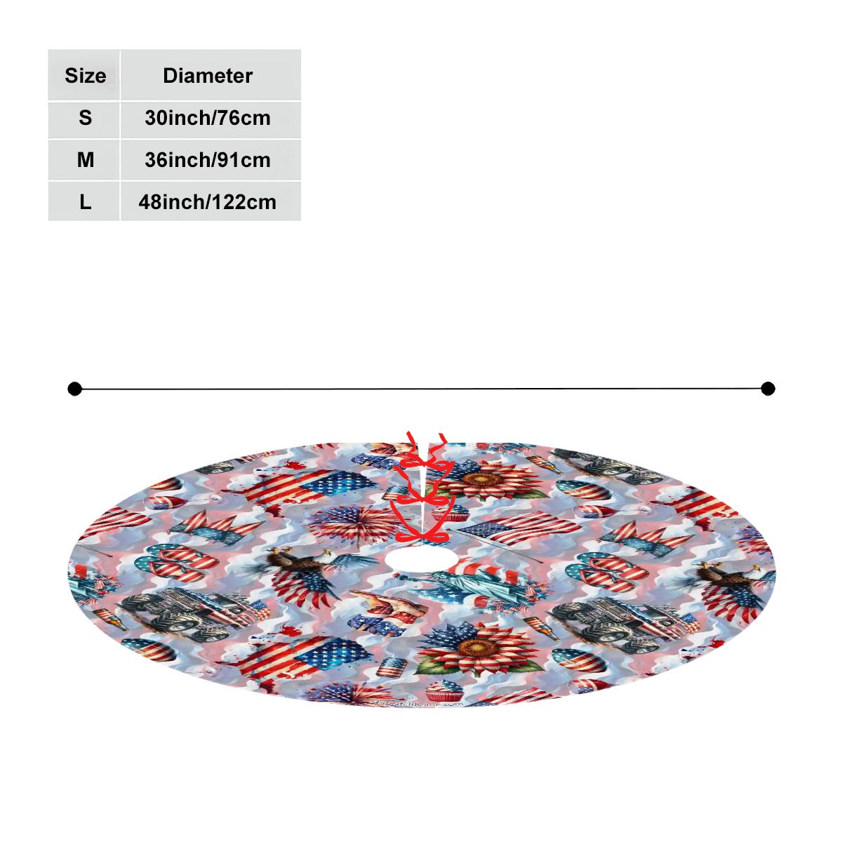 8 Patriot Designs, Plush Christmas Tree Skirt – 3 Sizes