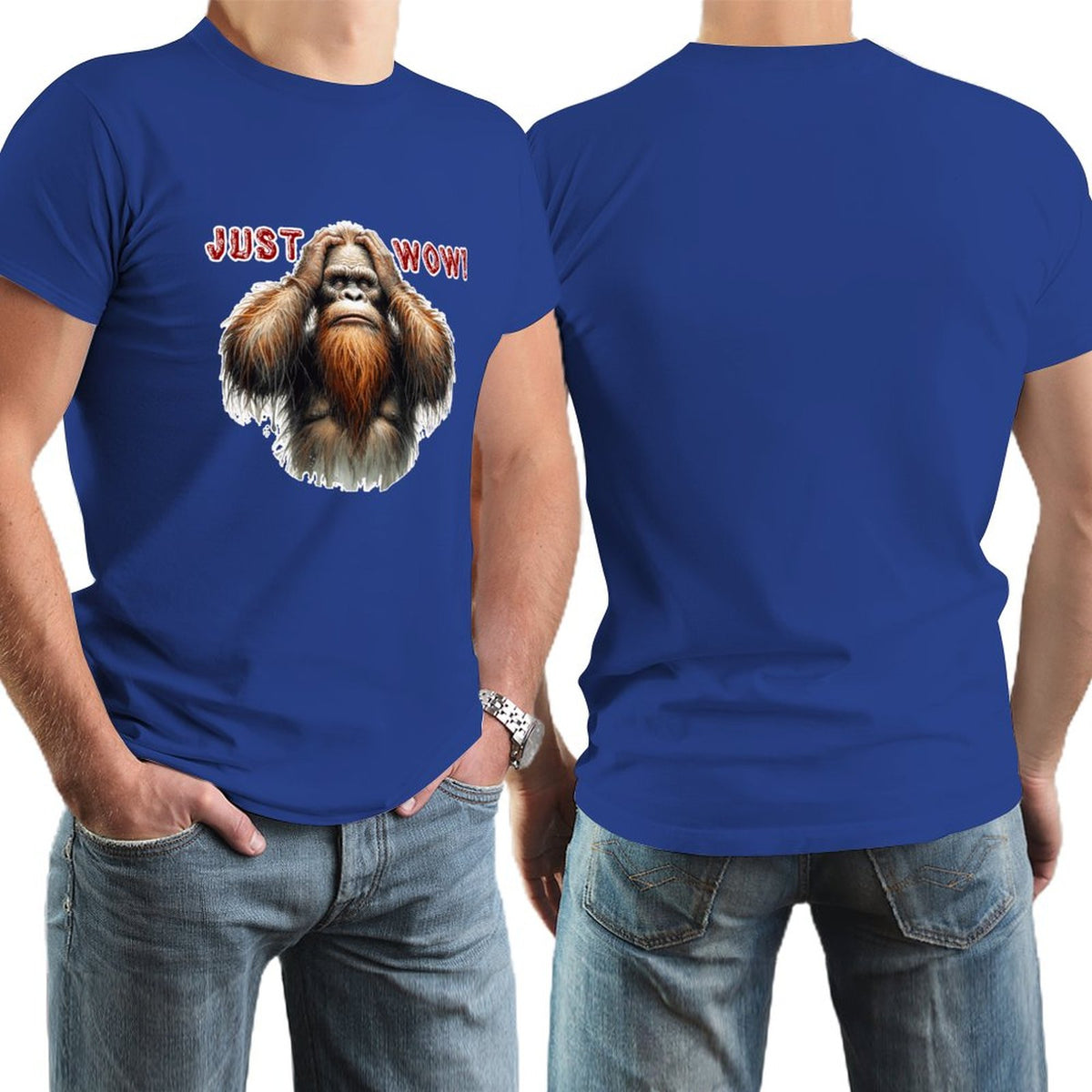 Sasquatch / Bigfoot "just Wow", Cotton Short Sleeve T-shirt