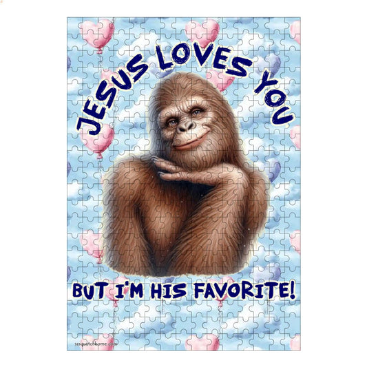 Sasquatch "Jesus loves you..." 300pcs Wooden Vertical Jigsaw Puzzle