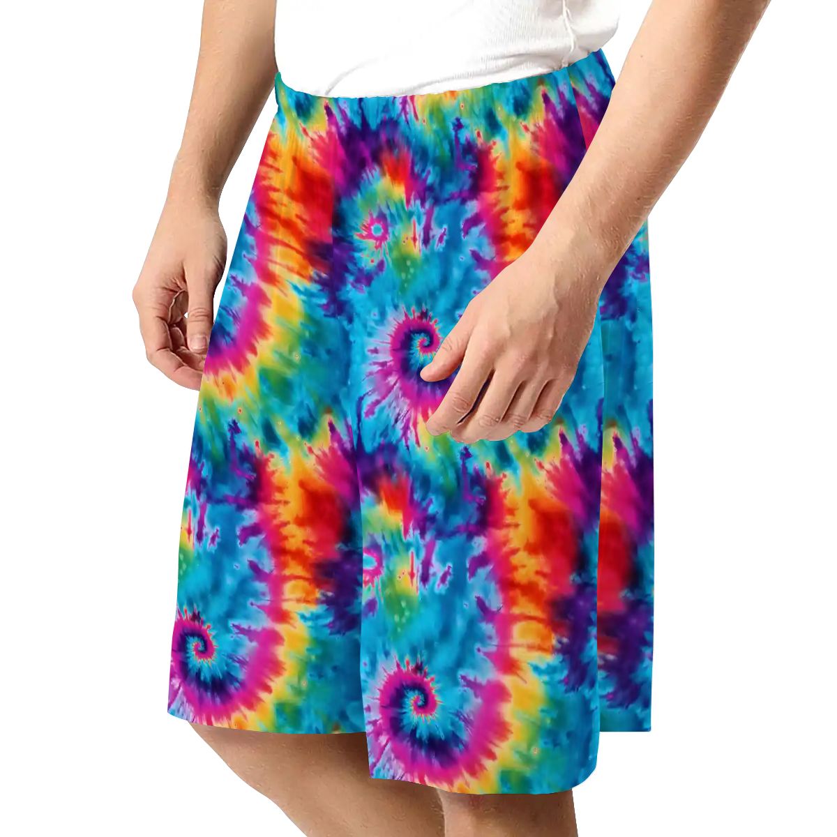10 New Tie Dye Designs, Men’s Polyester, pocketed, pajama Shorts
