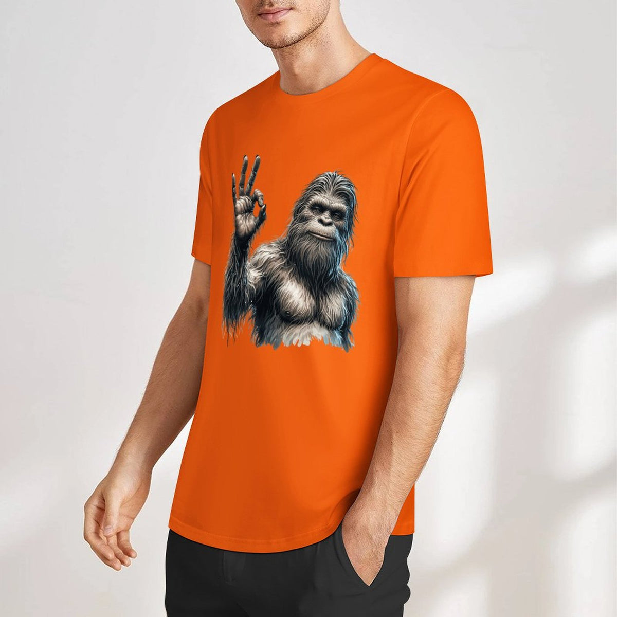 Bigfoot - Sasquatch "Ok" Short Sleeve Cotton T-Shirt