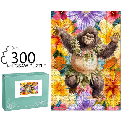 Hawaiian Sasquatch Dancing 300pcs Wooden Vertical Jigsaw Puzzle