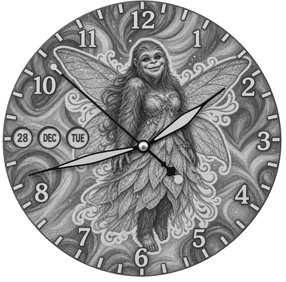 Laser Etched Calendar Clocks - Fairy Sasquatch Bigfoot