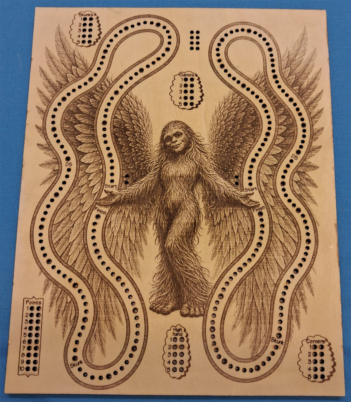 Fairy  Bigfoot / Sasquatch 2 Player Cribbage Board