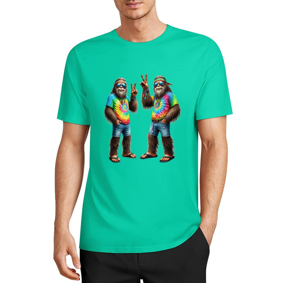 Bigfoot - Sasquatch Hippie Sasquatches Short Sleeve Cotton T-Shirt