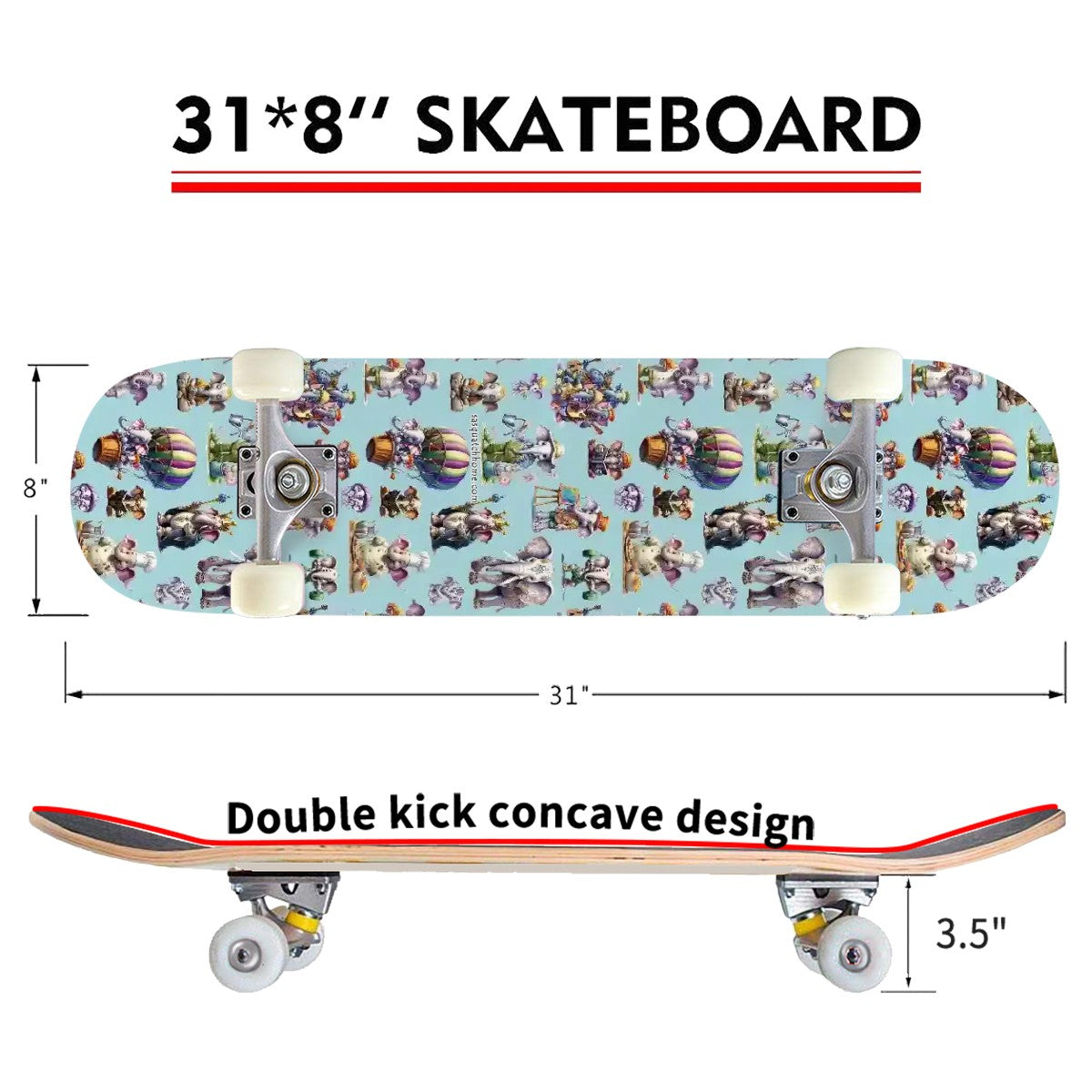 20 Misc Designs, High Density 7 Layer Skateboard, Made In USA