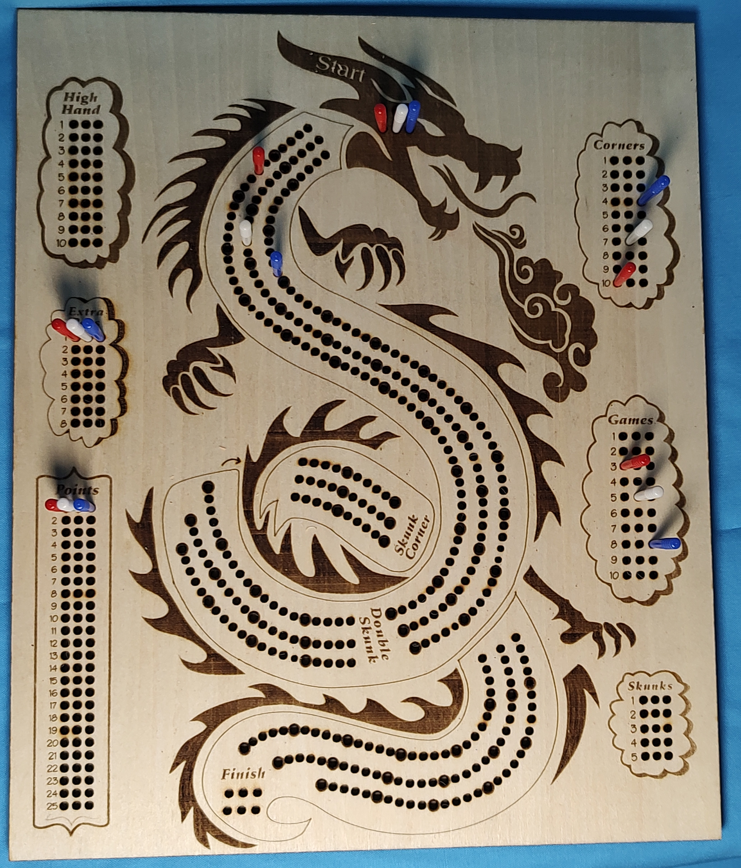 Dragon 3 Player Cribbage Board